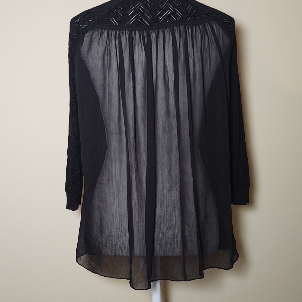 Madison Women's Black Cardigan with Sheer Back - Picture 6 of 8